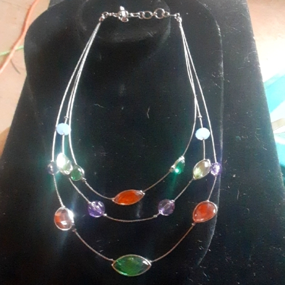 Multi-Color Gemstone Necklace Nine West